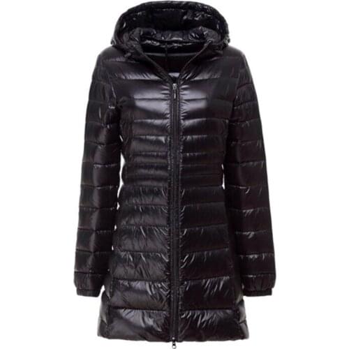 Plus Size 7XL Long Ultra Light Down Jacket Women Autumn Winter Casual Puffy Portable Hooded Coats Female White Duck Down Parkas