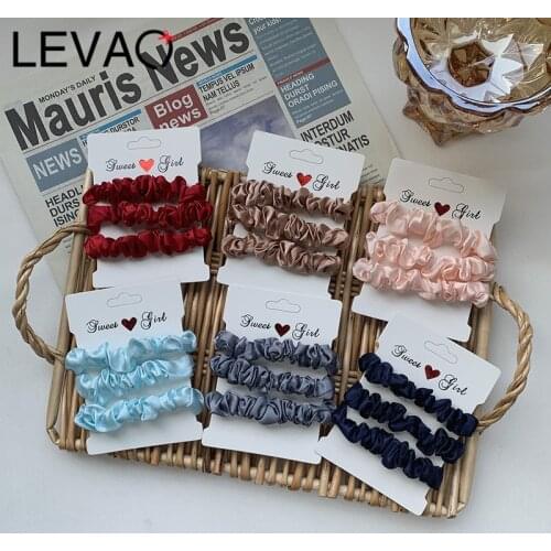LEVAO 3 Pcs/Bag Cute Candy Cloth Solid Color Rubber Bands Girls Lovely Elastic Hair Bands Sweet Hair Accessories
