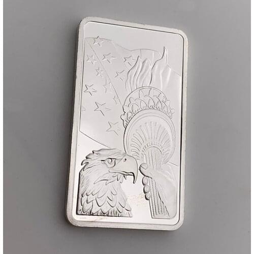 USA Eagle Statue of Liberty Commemorative Coins United State Rectangle Silver Souvenir Medallion Token Bar Drop shiping