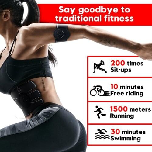 Abdominal EMS muscle stimulator trainer Fitness smart Abdominal training electric weight loss stickers body slimming belt unisex