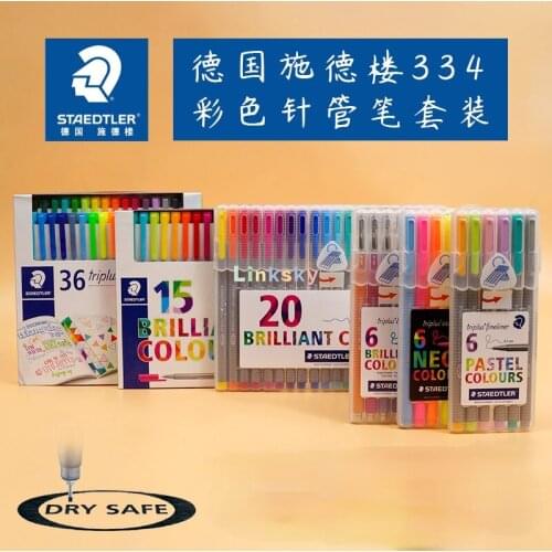 Staedtler 334 0.3 mm Triplus Fineliner Superfine Point Pens, Water-based ink, washes out of many textiles,Assorted Colours set