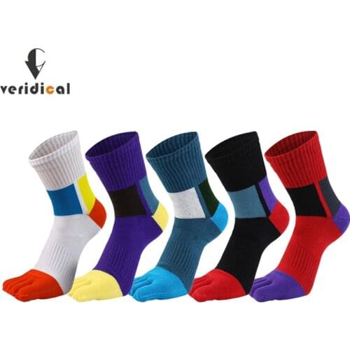 VERIDICAL Sport Five Finger Socks Compression Colorful Fashions Young Anti-Bacterial Breathable Dress Socks With Toes EU 38-44