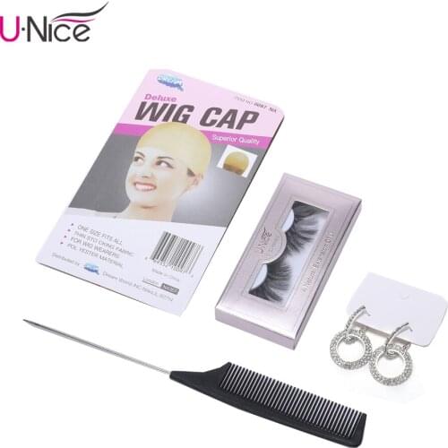UNice Hair Wig Gifts Pack Beautiful Eyelashes/ Random Earrings/ Comb/ Wig Cap