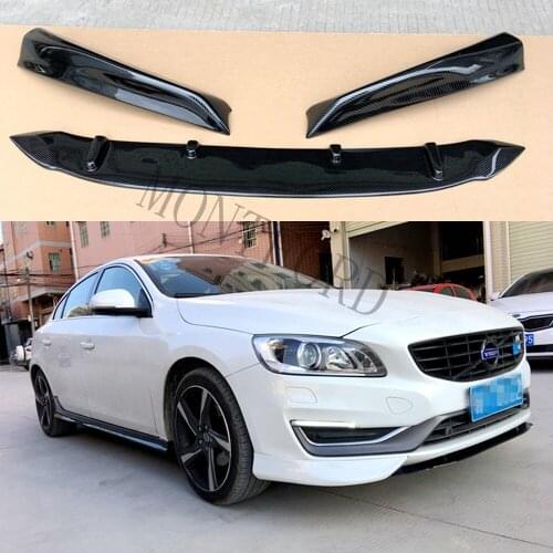 Car Styling ABS Plastic Unpainted Color Front Bumper Lip Trunk Spoiler Protector 3Pcs For Volvo S60 s60l S60L 2012-2017