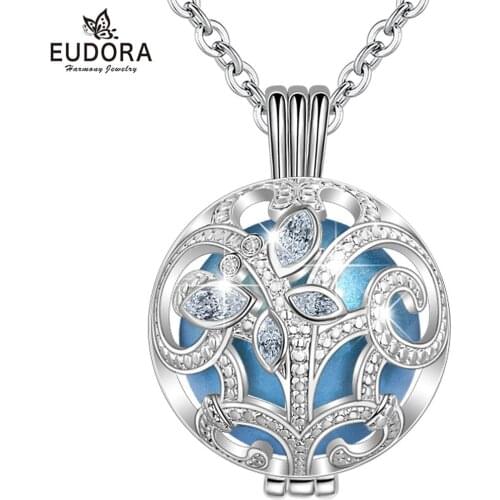 Eudora 20mm Harmony Bola Ball Cage Pendant Butterfly French Iris style Necklace fit DIY Chime Ball Jewelry For Women K355