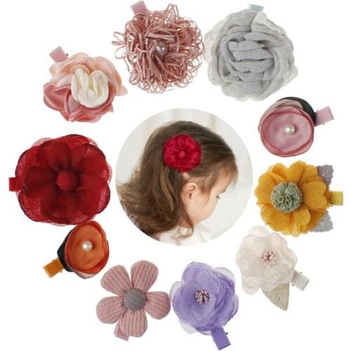 10pcs/set Flower Bowknot Hairpins Baby Floral Hairclips Infant Hair Clips Kids Girls Handmade Barrettes Bebe Hair Accessories