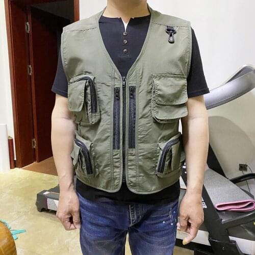 Outdoor Casual Mens Vest Multi-pockets Zipper Jackets Sleeveless Male Photography Fishing Military Mans Tourism Drift Vests 4X