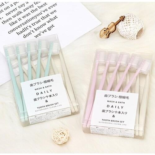 10 Boxed Adult Toothbrushes With Small Heads And Soft Hairs, Sheathed, Japanese-style Non-printed Macaroon