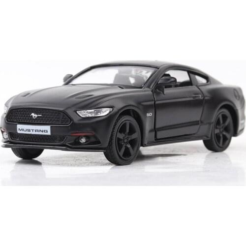 1:36 Alloy Matte Black Ford Mustang Pull Back Retro Car Toys Vehicle