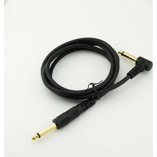 1pcs 6.35mm Mono Straight to 6.35mm 1/4" Male TS Right Angle Adapter Audio Cable 1.5m