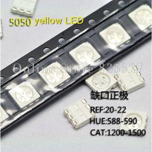 100PC/LOT 5050 SMD LED light-emitting diode highlighted yellow 600-800mcd