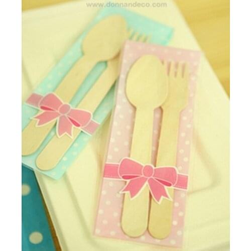 100pcs Pink Blue Bow Open Top Bag for Finger Cookie Candy Bakery Gift Packaging 6x18cm