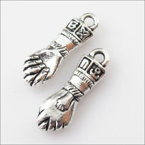 12 New 3D Fist Hand Tibetan Silver Tone Charms Pendants 7.5x22.5mm