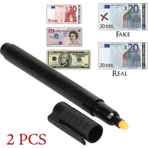 2pcs Money Checker Currency Detector Fake Banknotes Tester Pen Checking
