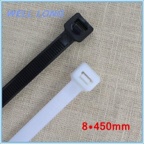 200pcs/lot 8*450mm Black White Nylon Wire Cable Zip Ties, Cable Ties