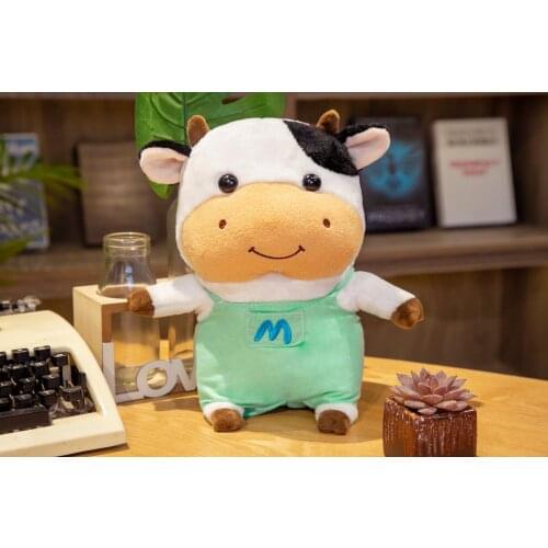 23/30/40CM Cute Cattle Plush Toy Kawaii Bib Cow Doll Sleeping Pillow Home Bed Decoration Gift