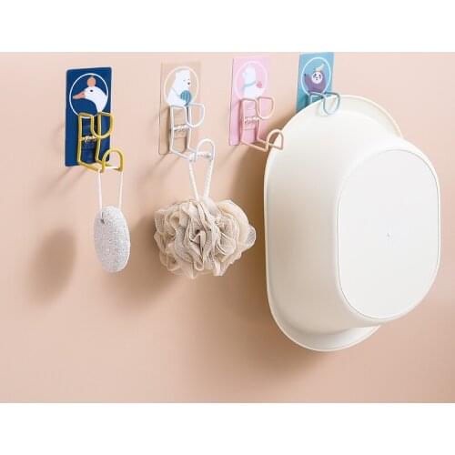 3263 cartoon basin hook multi function hole free wall hanging toilet kitchen bathroom storage basin rack
