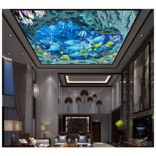 3D wallpaper custom 3d ceiling wallpaper murals 3D Underwater World Fantasy Ceiling zenith murals 3d living room wallpaper decor