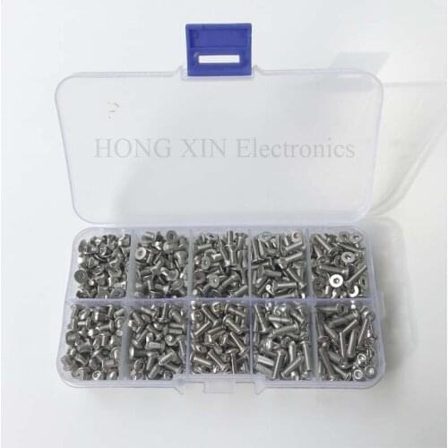 720pcs M3 3mm A2 Stainless Steel Button Flat Head Allen Bolts Hexagon Socket Button Screw M3*4/6/8/10/12