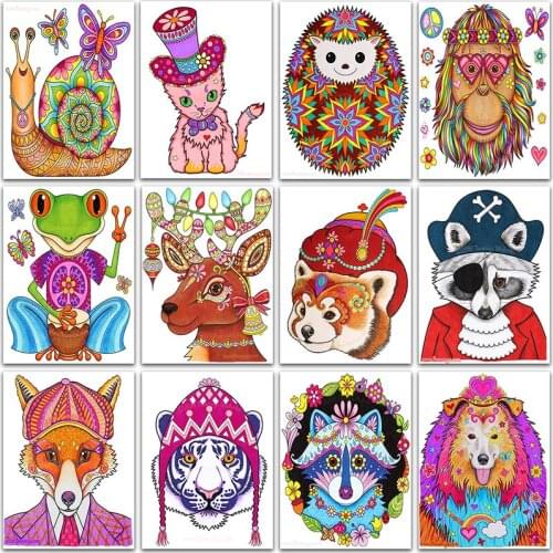 5D DIY Diamond Painting art animals fox tiger Raccoon cat Full Square&Round Diamond mosaic embroidery Cross stitch home decor