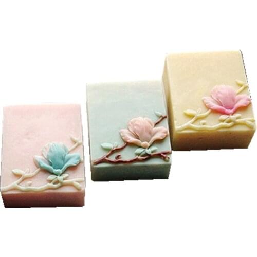 Magnolia Blossom Soap Mold Silicone Soap Mould Soap Making Rectangle Soap Mould Handmade Craft Flowers Candle Resin Crafts Mold