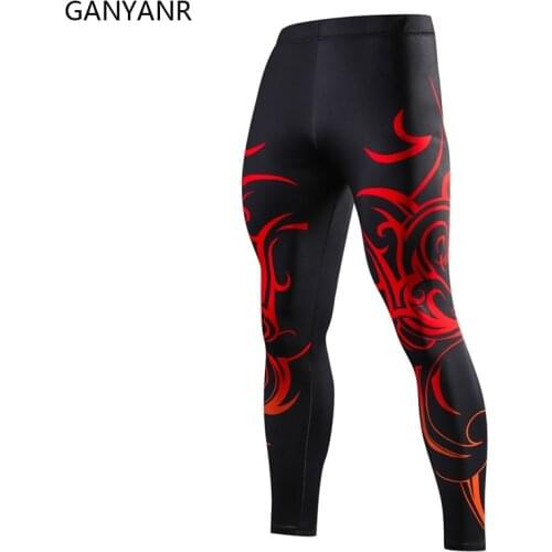 GANYANR Sport Leggings Men Running Tights Gym Compression Pants Fitness Sport Basketball Sexy Yoga Football Sportswear Training