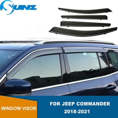 Side Window Visor For Jeep Commander 2018 2019 2020 2021 Auto Parts Window Deflector Door Visor Car Rain Shields SUNZ