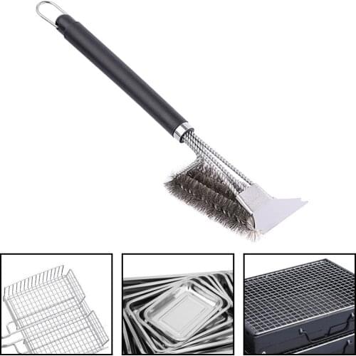 Cooking Kitchen Portable Barbecue Grill Tool Brush And Scraper Stainless Steel Spring Brush Outdoor Cleaner BBQ Accessories