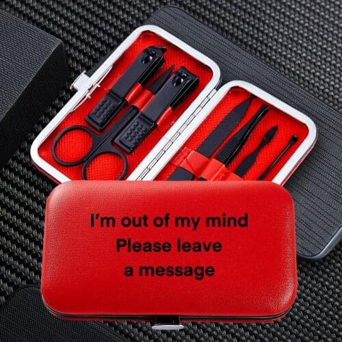 Manicure Nail Clipper Sets Portable Travel 7pcs Funny Letter Stainless Steel Trimmer Clippers Cutter Scissors Accessories Tools