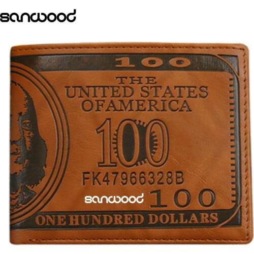 Fashion Faux Leather US Dollar Bill Money Credit ID Cards Holder Wallet Men Gift