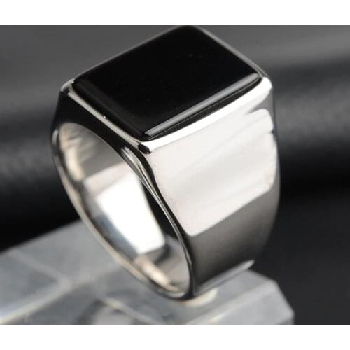 Square Men Ring Vintage Titanium Stainless Steel Seal Rings Punk Hiphop Male Finger Jewelry Wholesale Anel кольца для мужик