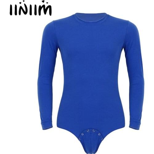 Mens Adults Lingerie Sexy Teddies Long Sleeves Pressed Crotch Jockstraps Bulge Pouch T-shirt Bodysuit Romper Pajamas Costumes