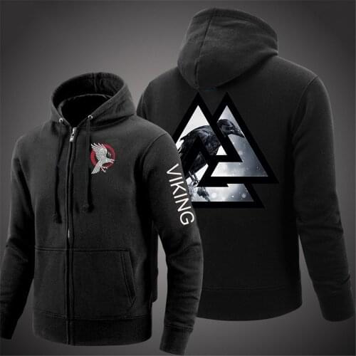 Unisex Viking legend Ragnars Raven Cardigan Mens Tops Zipper Jacket Print Clothing Casual Sweatshirt Coat Hoodies