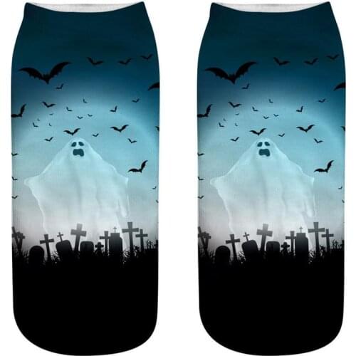 New Women Halloween 3D Printed Socks Funny Happy Bat Night Sky Pumpkin Light Ladies Fashion Socks Warm Socks Hot Sale