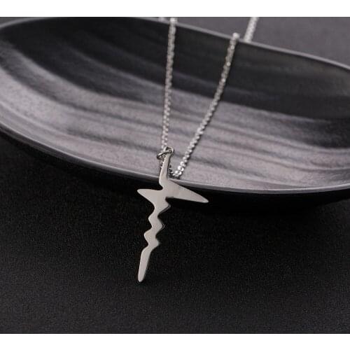 Charming Stainless Steel Male/Female choker Kolye Chain Necklaces Lightning Silver Tone Titanium Steel Retro Jewelry Accessories