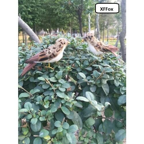 A pair of simulation sparrow models foam&furs cute small bird dolls gift about 12cm xf0511