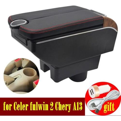 For Chery A13 Very Celer fulwin 2 armrest box 2008-2012 Double doors open 7USB Centre Console Storage Box Arm Rest