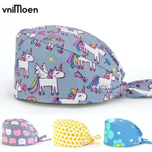 Adjustable Print Scrub Cap Dentisterie clinique Work Hats Sombrero de Unisex Breathable Ultra Soft caps Nursing scrubs Cap