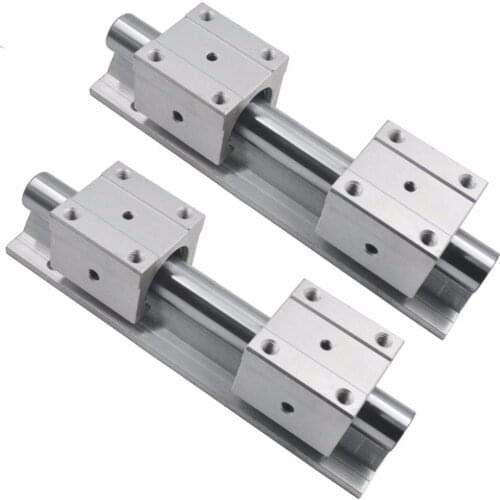 SBR20UU Open Roller Bearing Slide Block SBR20 Linear Bearing 200/300/400/500mm Rail Guide with 20mm Dia Shaft Pack of 6
