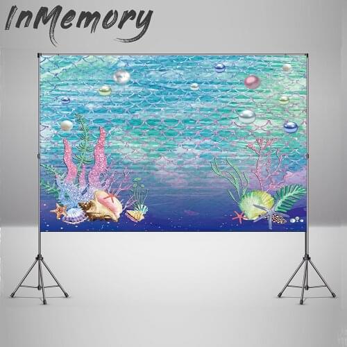 Mermaid Backdrop Photography 1st Birthday Party Fish Scale Baby Photocall Banner Photo Studio Baby Shower Photo Background