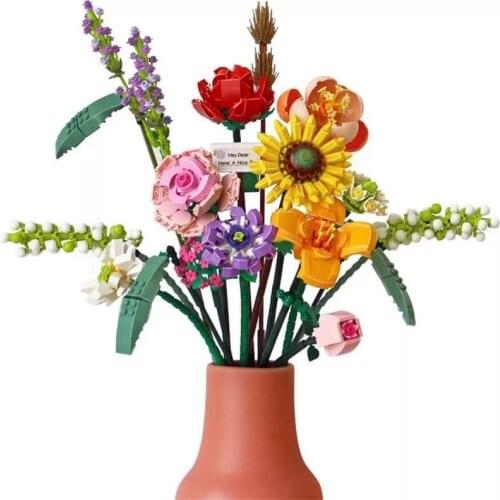 1571pcs+ LOZ MINI Blocks 3styles ETERNAL FLOWERS rose diy toys put in bottel home exhibition funny creative gift