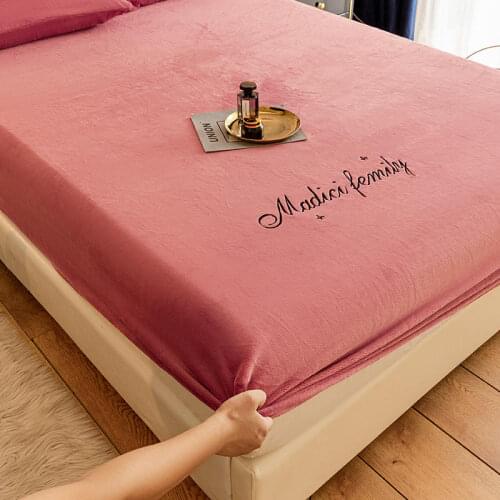 Warm Bed Sheet Soft Warm Mattress Cover for Bedroom Cashmere Thicken Fitted Sheet Dust Cover Protector Pad Cover