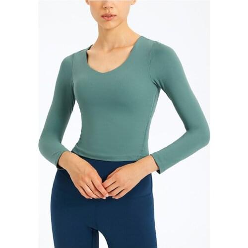 Plaint long Seeve Sport Shirt Women Fitness Yoga Shirt Anti-sweat Running Sport Fit Top