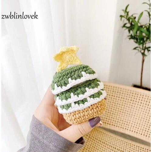 Knit Christmas Tree Earphone Protective Case For Airpods 1 2 Pro Wireless Cover Wool Cute Cartoon Soft Shell Ins