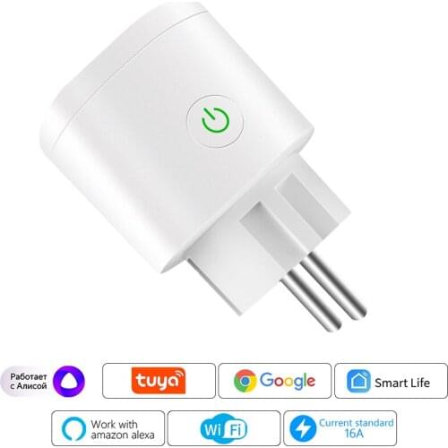CBE Tuya WiFi Smart Plug Remote Control Socket EU 16A Power Monitor Timing Function Works with Alexa Google Home Voice Control
