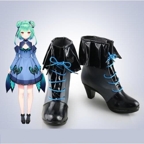 VTuber Uruha Rushia Wig Buns Hololive Fantasy Necromancer Cosplay Short Straight Hair Uruha Rushia Customize Cosplay Boots Shoe