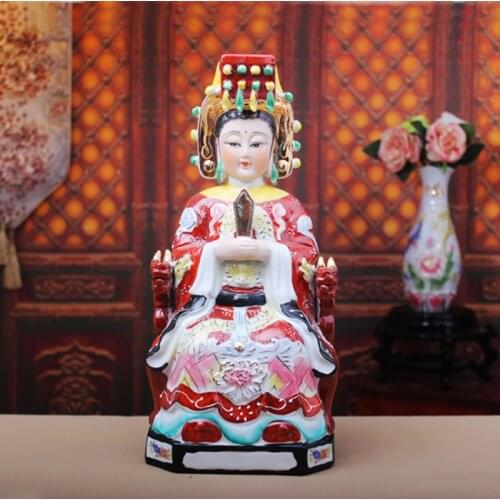Southeast Asia HOME OFFICE Company SHOP TOP Efficacious patron saint GOD Ma zu sea god Guan yin FENG SHUI color porcelain statue