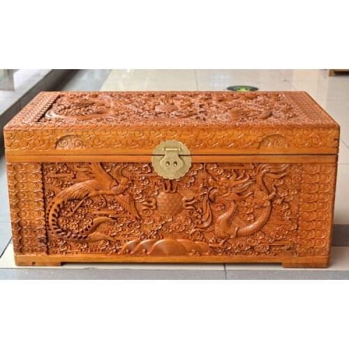 Zhangmu dragon pearl wood insect trunk box containing gift box wedding wedding dowry box painting box