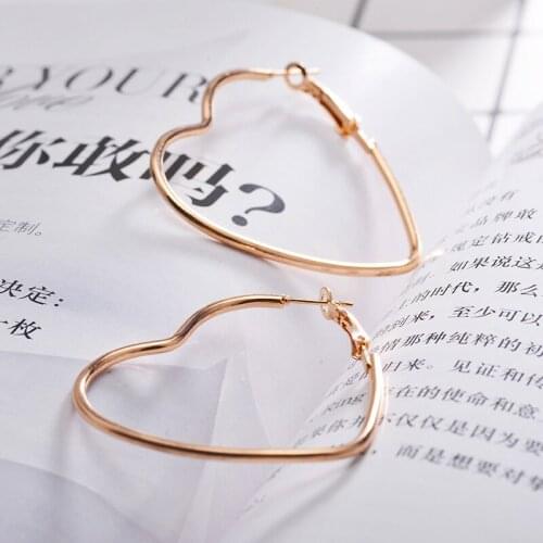 2020 Heart Hoop Earring Large Punk Love Sexy Hooped Earrings For Women Big Gold Hoops Earings Summer Korean Jewelry Accessories