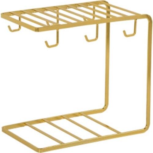 Gold Coffee Cup Plates Iron Rack Creative Iron Drain Shelf Cup Holder Household Mug Storage Kitchen Rack